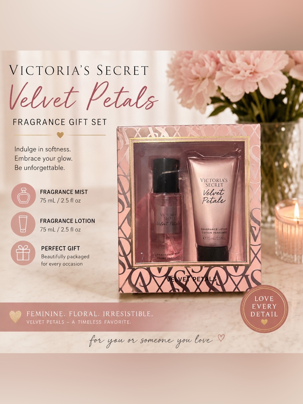 Victoria's Secret Velvet Petals Fragrance Gift Set - Pink